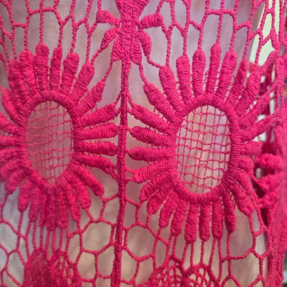 Fever Pink Crochet Lace Cover-Up Tunic Dress Size Small NWT - Picture 6 of 12